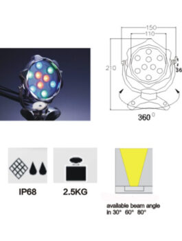 9W/12W RGB LED Underwater Light