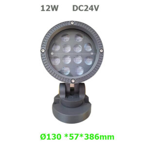 12W DC24V Round LED Floodlight Garden Lamp with spike or base
