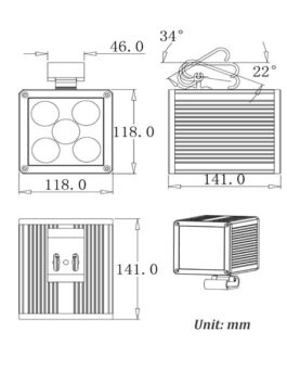 20W AC100-240V/DC24V LED Wall Lamp Narrow Beam IP65