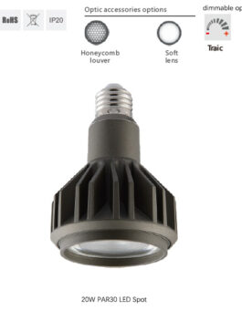 20W PAR30 E27 LED Spotlight Dimmable for Hotel Restaurant Lighting