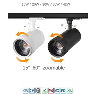 15W 20W 30W 36W 42W Zoomable LED Track Light Dimmable Tunable