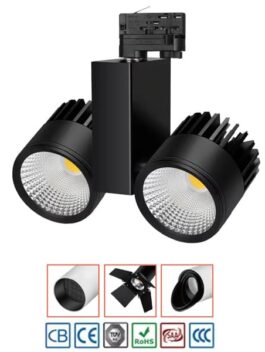 40W 60W 80W 100W COB LED Double-Head Track Light Dimmable Rotatable 5 Years Warranty