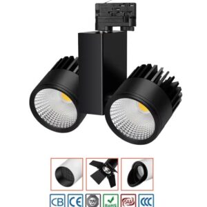 40W 60W 80W 100W COB LED Double-Head Track Light Dimmable Rotatable 5 Years Warranty