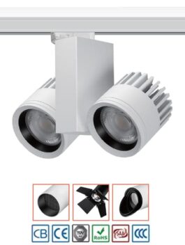 40W 60W 80W 100W COB LED Double-Head Track Light Dimmable Rotatable 5 Years Warranty