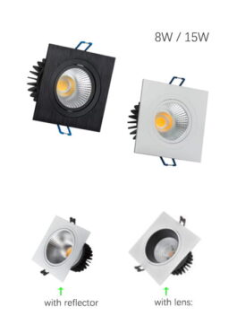 8W 15W Adjustable COB LED Recessed Downlight Ceiling Light Dimmable