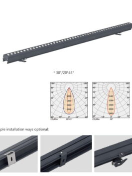 12W DC24V Slim LED Linear Wall Washer Lights 0°/20*45° IP66