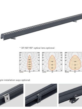 12W DC24V LED Linear Wall Washer Lights 30°/60°/90° IP66