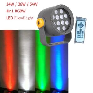 24W 36W 54W AC100V-240V 4in1 RGBW LED Floodlights with RF Remote Control IP65