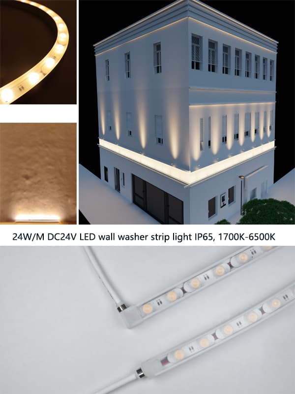 24W/M DC24V LED Silicon Flexible Wall Washer Stripe Light IP65 25*45°